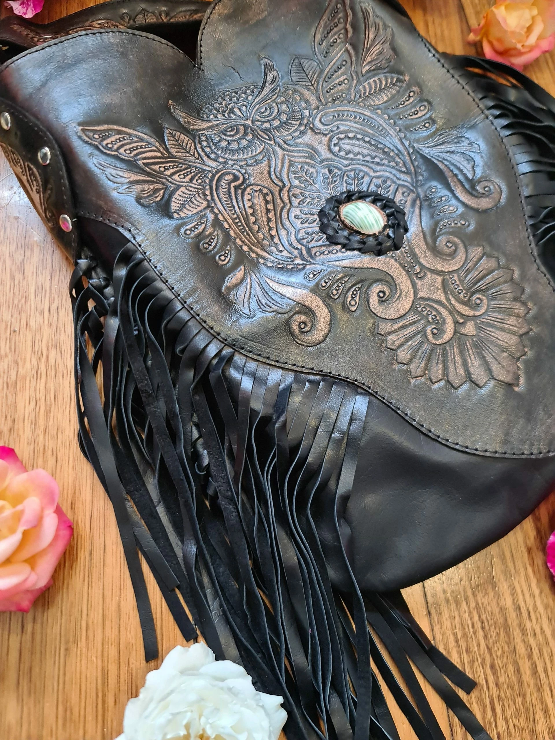 Owl Fringe Bag - Black 2 Owl Fringe Bag - Black - Image 2