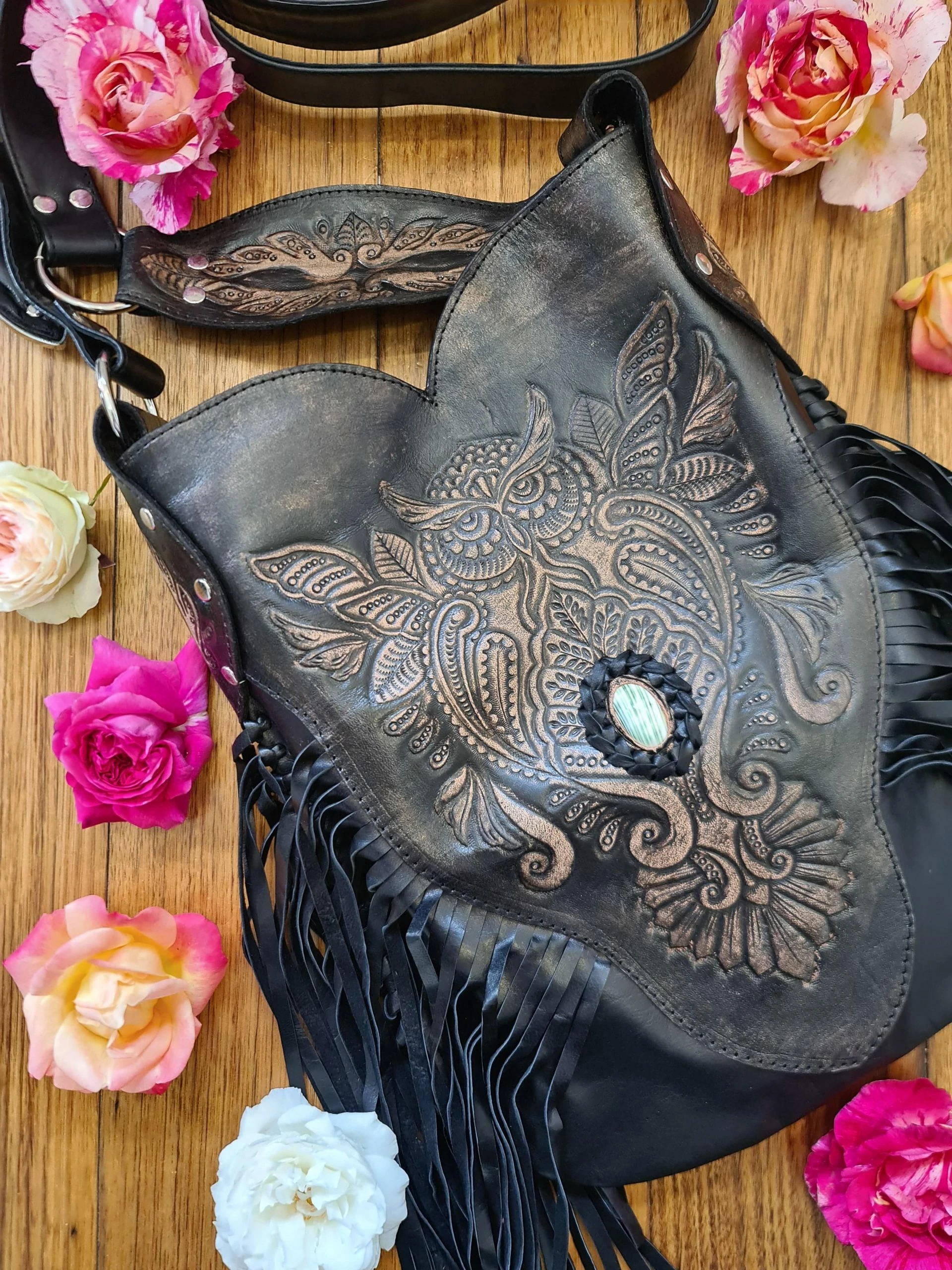 Owl Fringe Bag - Black 5 Owl Fringe Bag - Black - Image 5