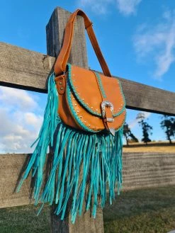 Esmeralda Cross Body Bag - Tan/Turquoise 6 Esmeralda Cross Body Bag - Tan/Turquoise -Dress Shop 20230628 160531