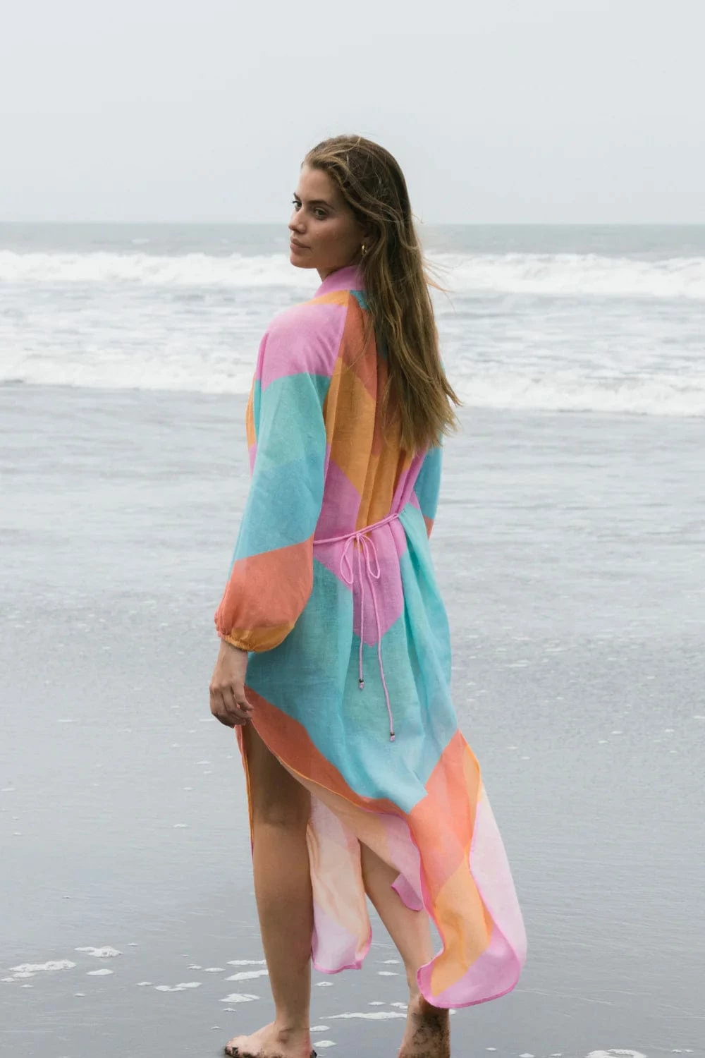 Kaleho Lorena Maxi Shirt Dress - Rainbow Chevron 2 Kaleho Lorena Maxi Shirt Dress - Rainbow Chevron - Image 2