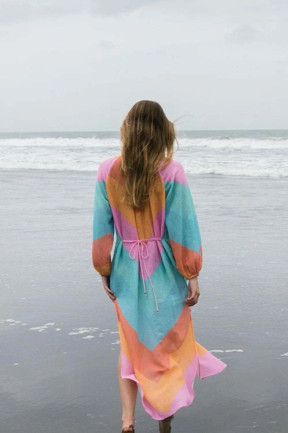 Kaleho Lorena Maxi Shirt Dress - Rainbow Chevron 3 Kaleho Lorena Maxi Shirt Dress - Rainbow Chevron - Image 3