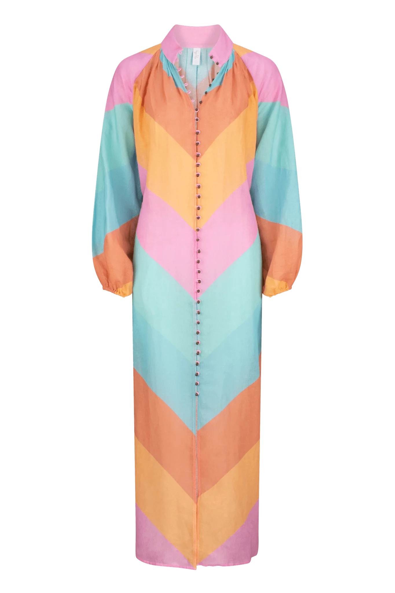 Kaleho Lorena Maxi Shirt Dress - Rainbow Chevron 5 Kaleho Lorena Maxi Shirt Dress - Rainbow Chevron - Image 5