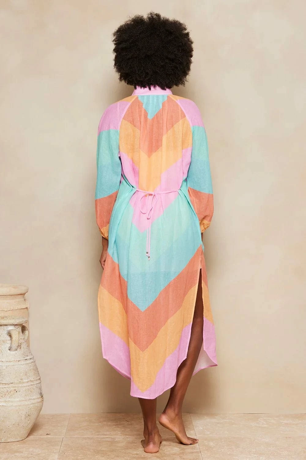 Kaleho Lorena Maxi Shirt Dress - Rainbow Chevron 4 Kaleho Lorena Maxi Shirt Dress - Rainbow Chevron - Image 4