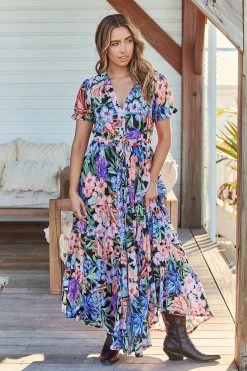 June Dress - Midnight Tropics