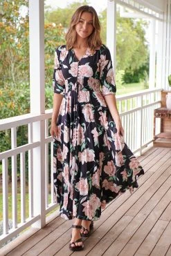 Indiana Maxi Dress - Peach Wild Flower
