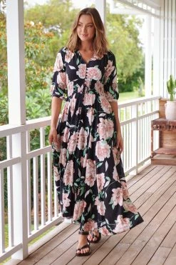 Indiana Maxi Dress - Peach Wild Flower -Dress Shop LOOK11 JAASE 15THFEB KATIEK 005