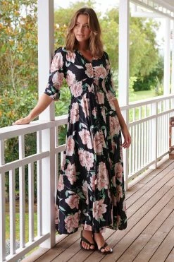 Indiana Maxi Dress - Peach Wild Flower -Dress Shop LOOK11 JAASE 15THFEB KATIEK 010