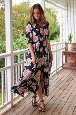 Indiana Maxi Dress - Peach Wild Flower -Dress Shop LOOK11 JAASE 15THFEB KATIEK 013