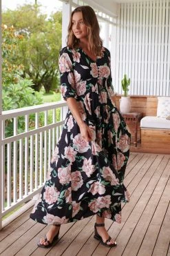 Indiana Maxi Dress - Peach Wild Flower -Dress Shop LOOK11 JAASE 15THFEB KATIEK 016