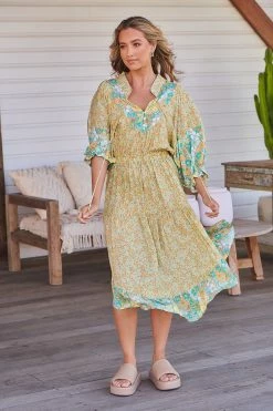 Jasmine Midi Dress - Pompeii Citrus