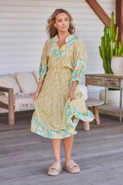 Jasmine Midi Dress - Pompeii Citrus -Dress Shop LOOK37 AR GRACE 9THNOV 1950