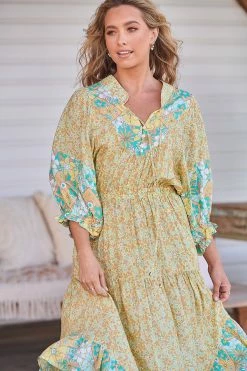 Jasmine Midi Dress - Pompeii Citrus -Dress Shop LOOK37 AR GRACE 9THNOV 1952