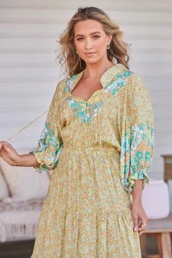 Jasmine Midi Dress - Pompeii Citrus -Dress Shop LOOK37 AR GRACE 9THNOV 1954