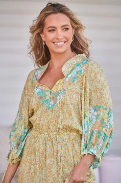 Jasmine Midi Dress - Pompeii Citrus -Dress Shop LOOK37 AR GRACE 9THNOV 1956