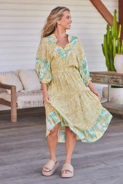 Jasmine Midi Dress - Pompeii Citrus -Dress Shop LOOK37 AR GRACE 9THNOV 1958