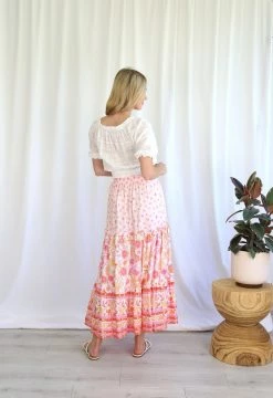 Miley Maxi Skirt - Fairyfloss Floral -Dress Shop S0590WHITETOP S0763 200ABPINKSKIRT