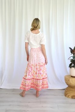 Miley Maxi Skirt - Fairyfloss Floral -Dress Shop S0590WHITETOP S0763 200ABPINKSKIRT 2