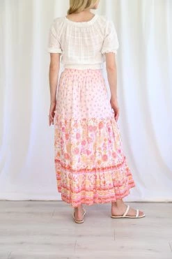 Miley Maxi Skirt - Fairyfloss Floral -Dress Shop S0763 200ABPINK