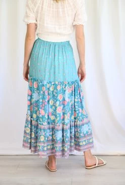 Miley Maxi Skirt - Turquoise Floral -Dress Shop S0763 200ABTEAL